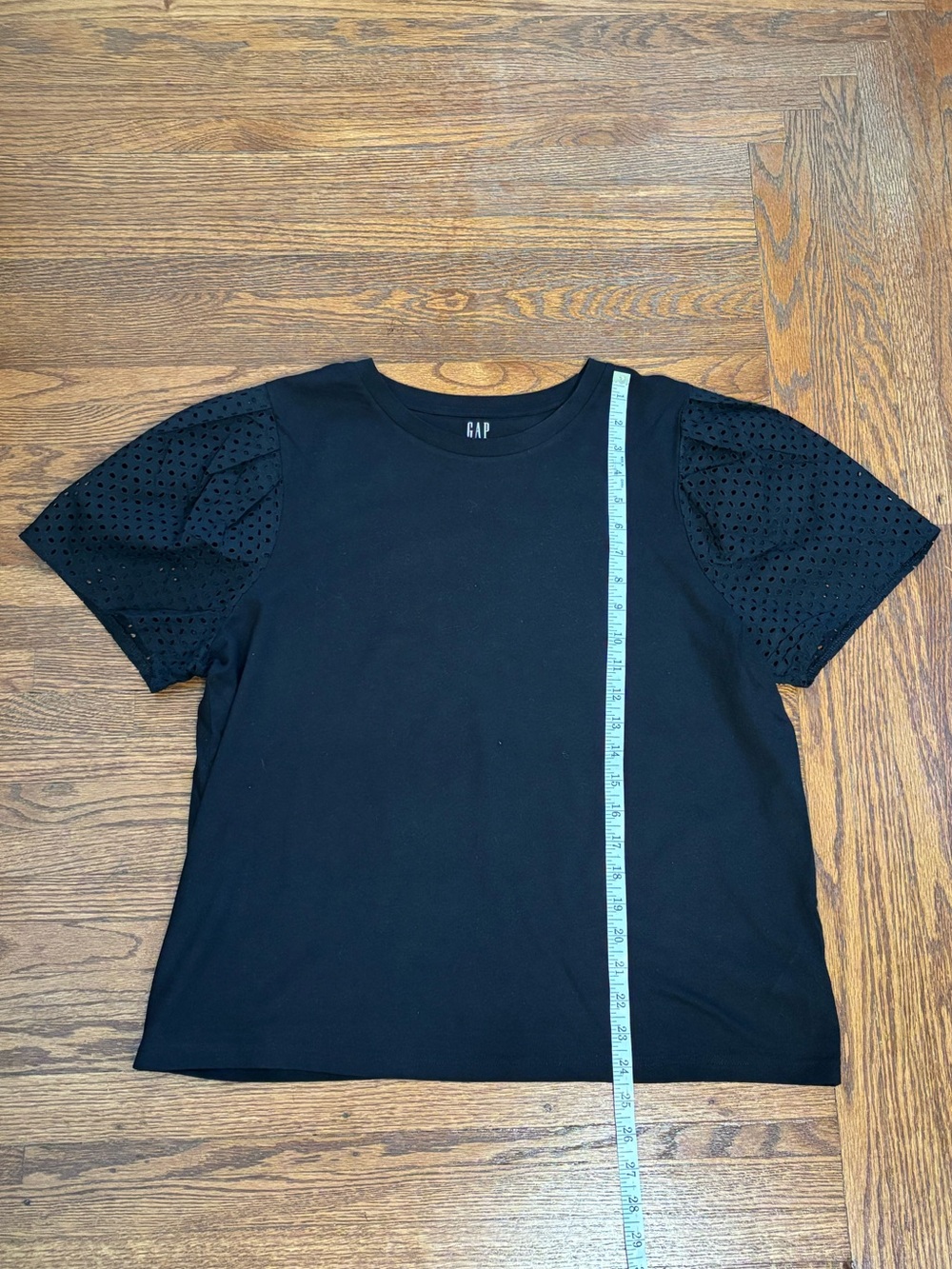 GAP Black Eyelet Sleeve Tee - 100% Cotton